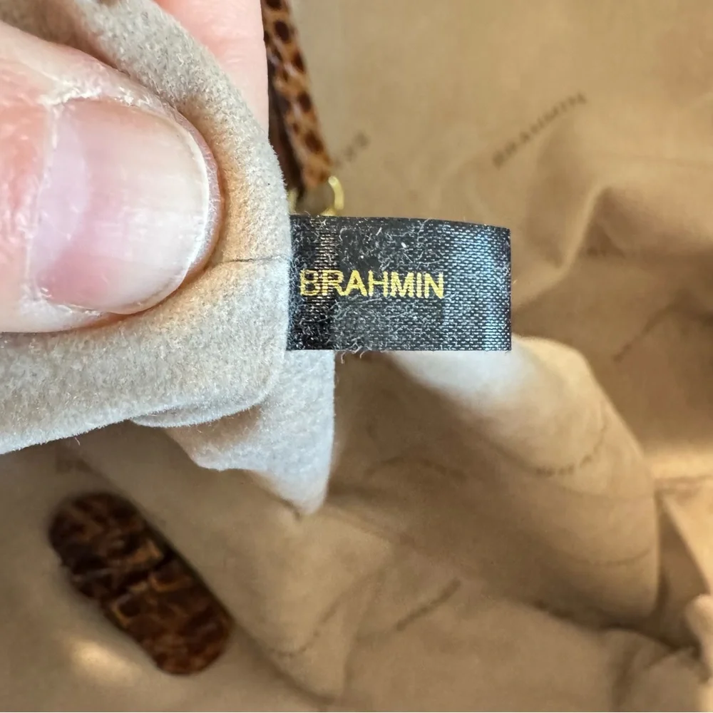 Brahmin Croc Embossed Leather Satchel Bag‎ in Toasted Pecan Melbourne
